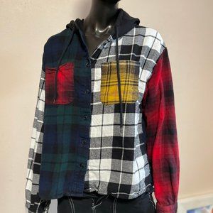#0268 Forever 21 Womens Flannel Multi-Colored Long Sleeve Top Large